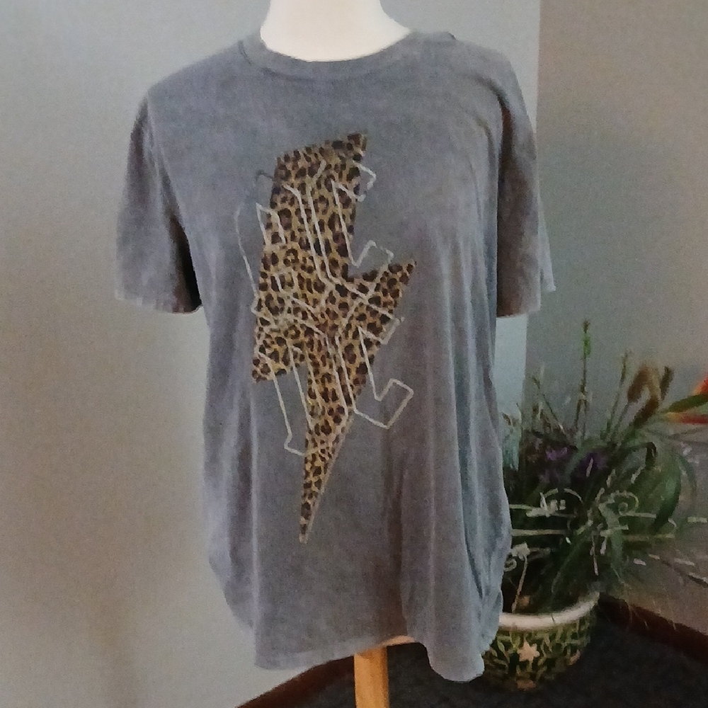 Maurices Charcoal Tee with Animal Print